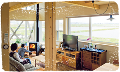 水田の向こうには大雪山連峰木の風合いで心和む終の住処